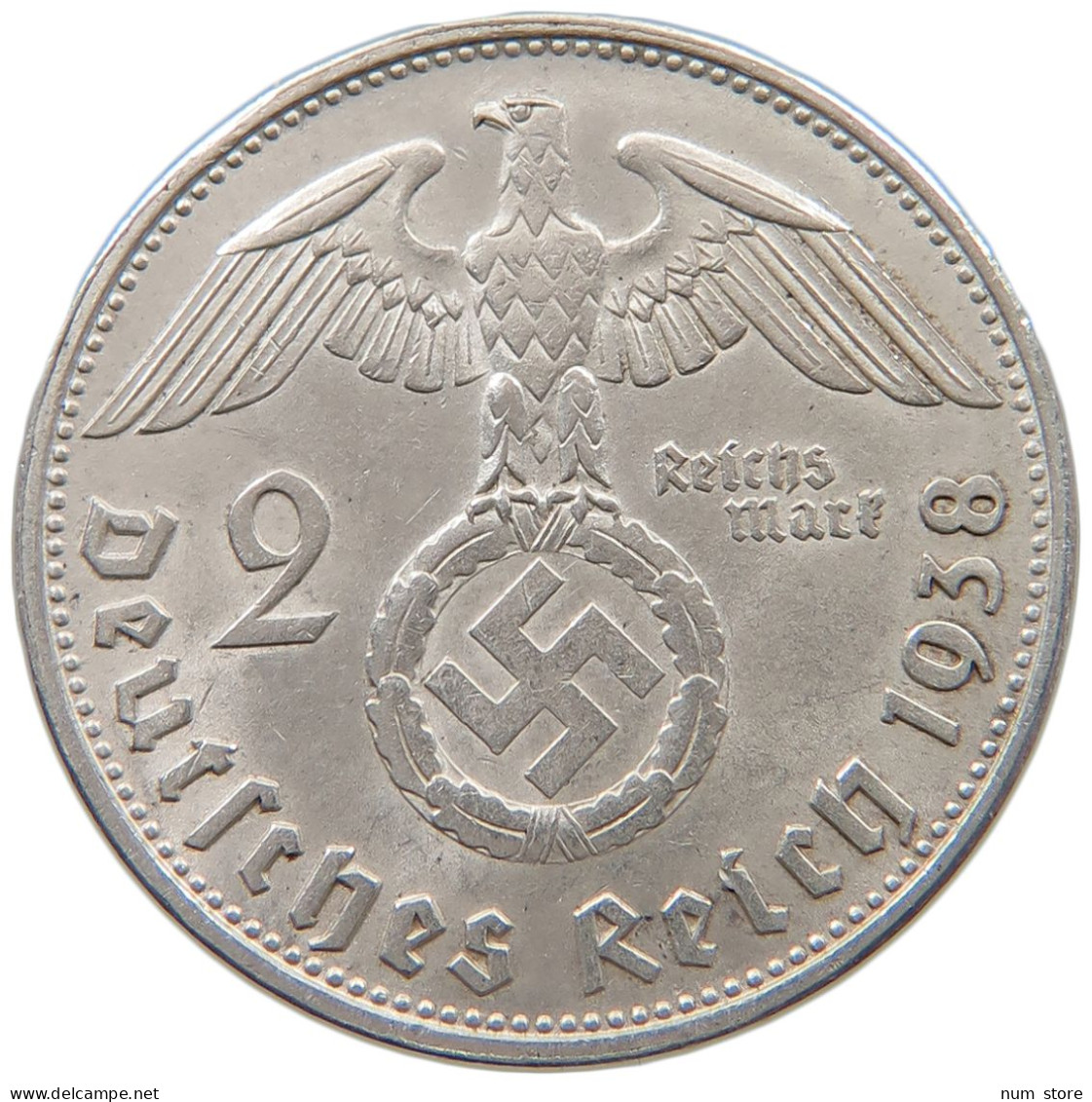 DRITTES REICH 2 MARK 1938 B  #a049 0003 - 2 Reichsmark