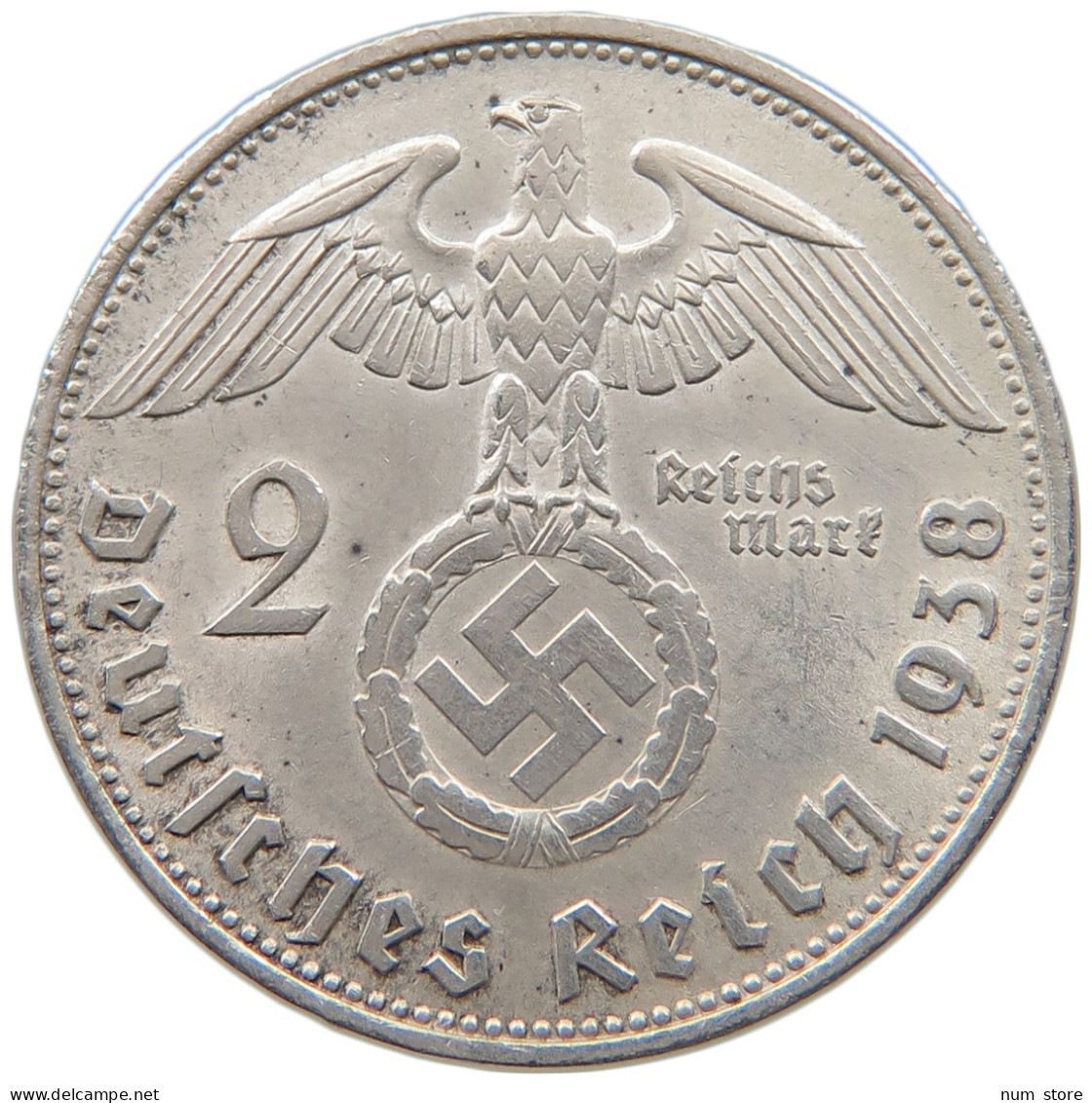 DRITTES REICH 2 MARK 1938 B  #a048 0491 - 2 Reichsmark