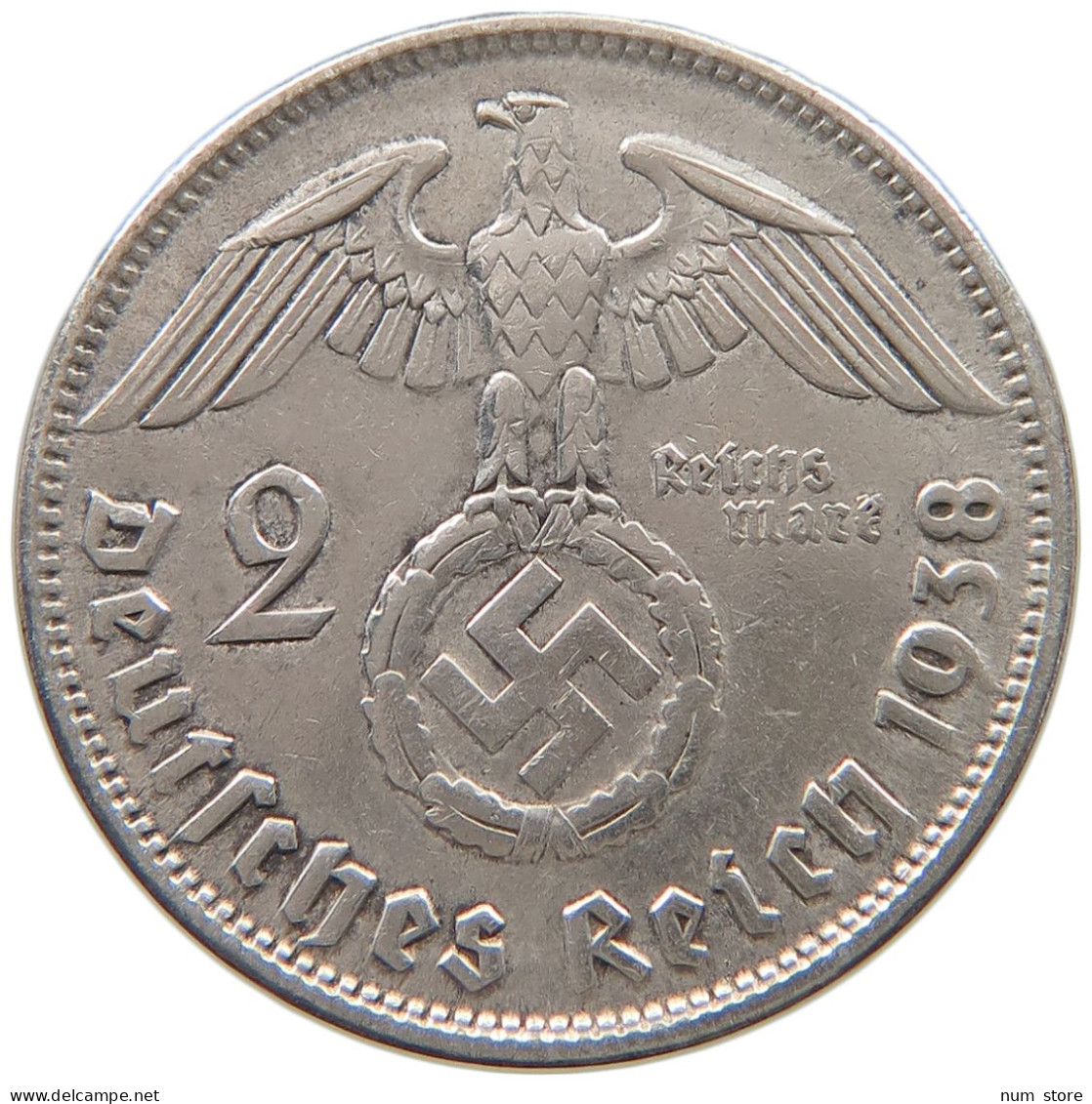 DRITTES REICH 2 MARK 1938 B  #a048 0469 - 2 Reichsmark