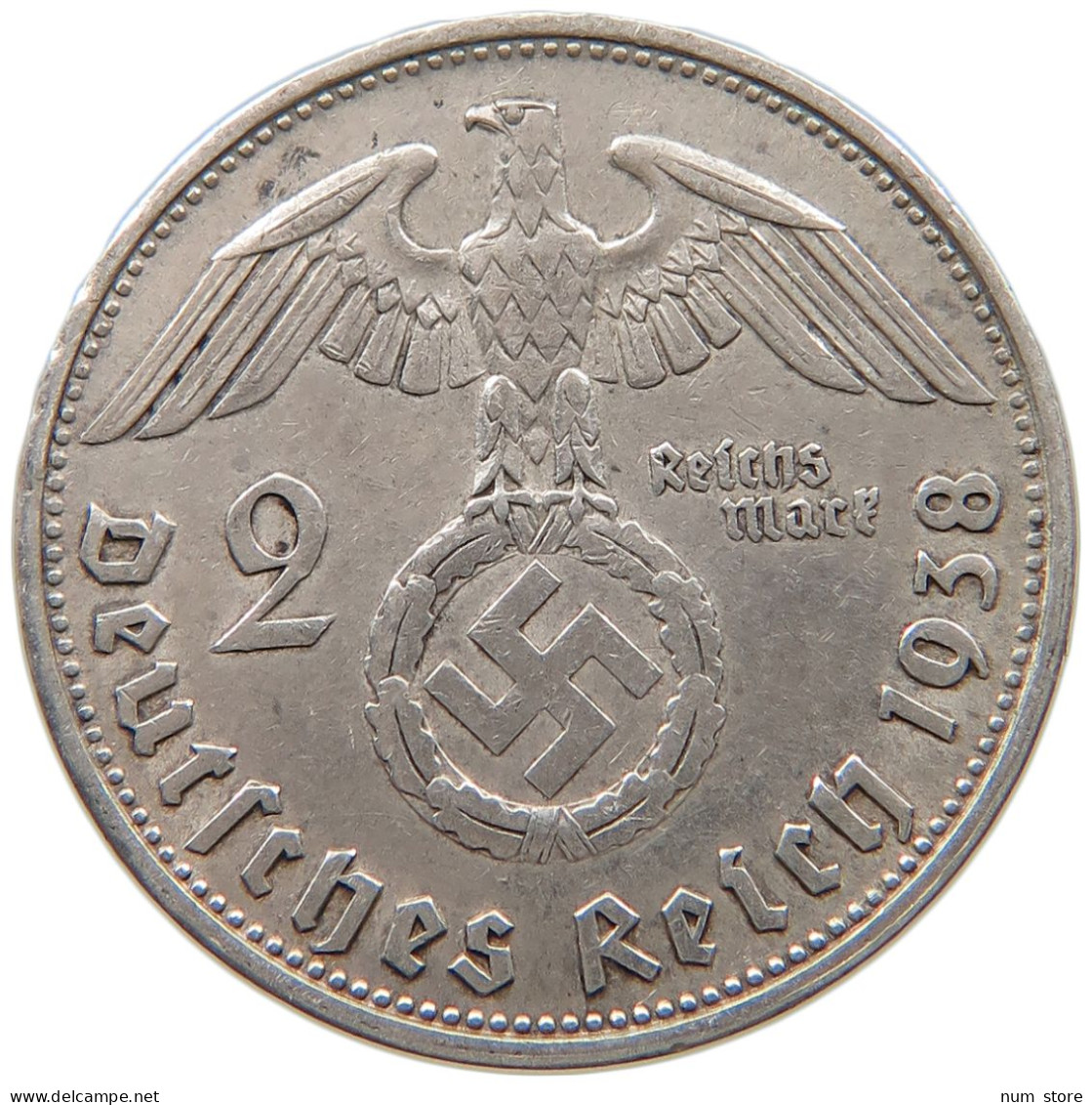 DRITTES REICH 2 MARK 1938 B  #a044 0745 - 2 Reichsmark