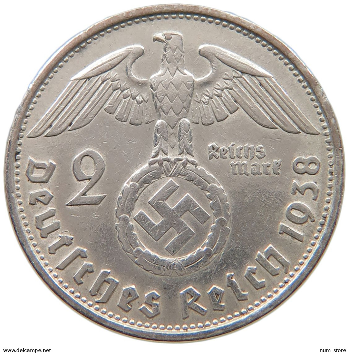 DRITTES REICH 2 MARK 1938 B  #a048 0437 - 2 Reichsmark