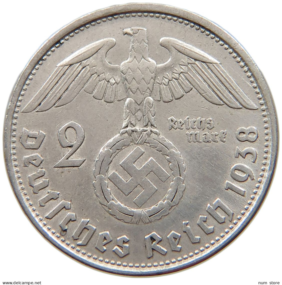 DRITTES REICH 2 MARK 1938 B  #a003 0325 - 2 Reichsmark