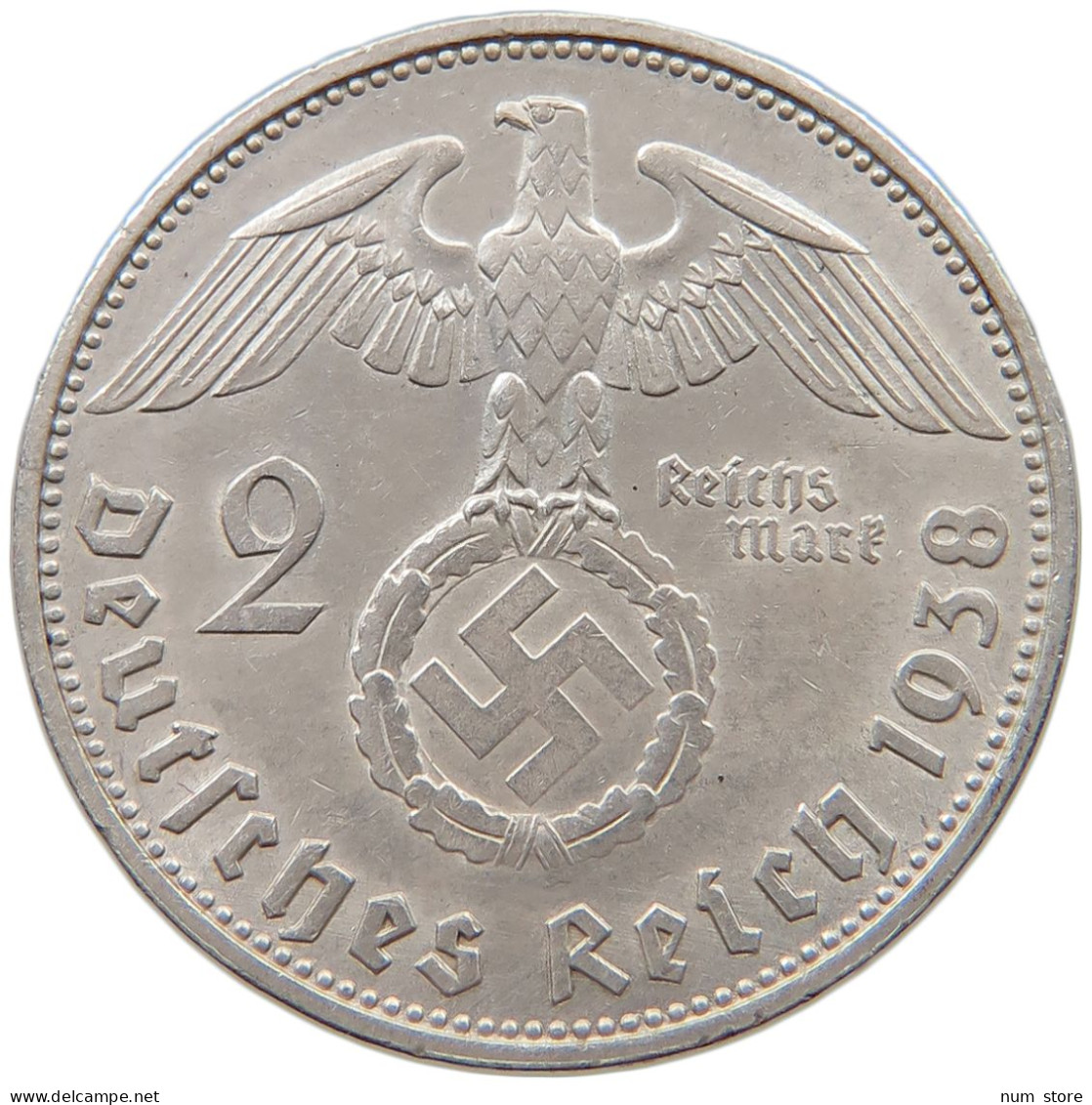DRITTES REICH 2 MARK 1938 B  #a003 0353 - 2 Reichsmark