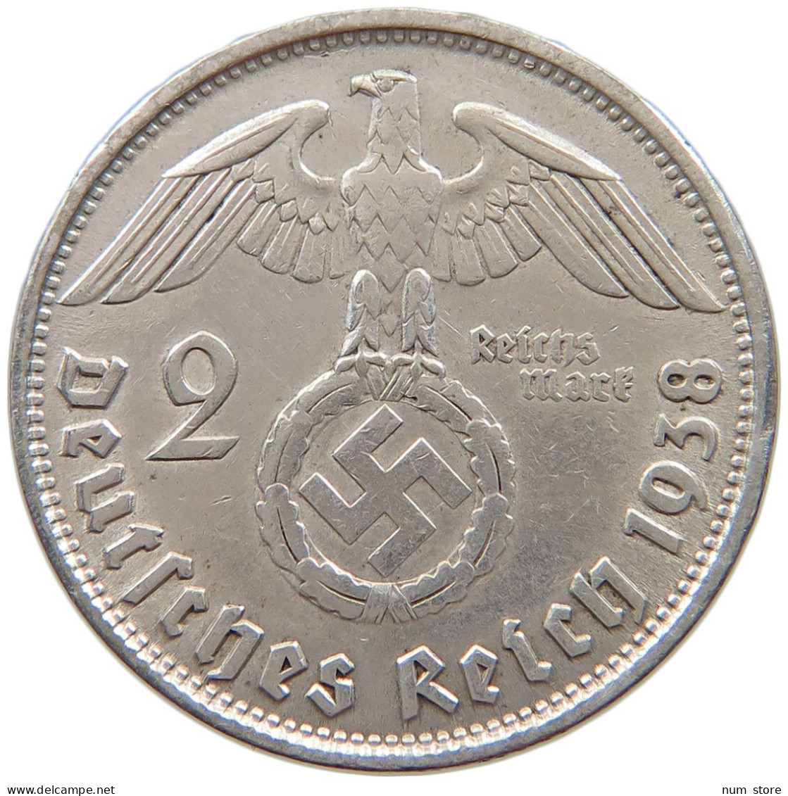 DRITTES REICH 2 MARK 1938 B  #a003 0313 - 2 Reichsmark