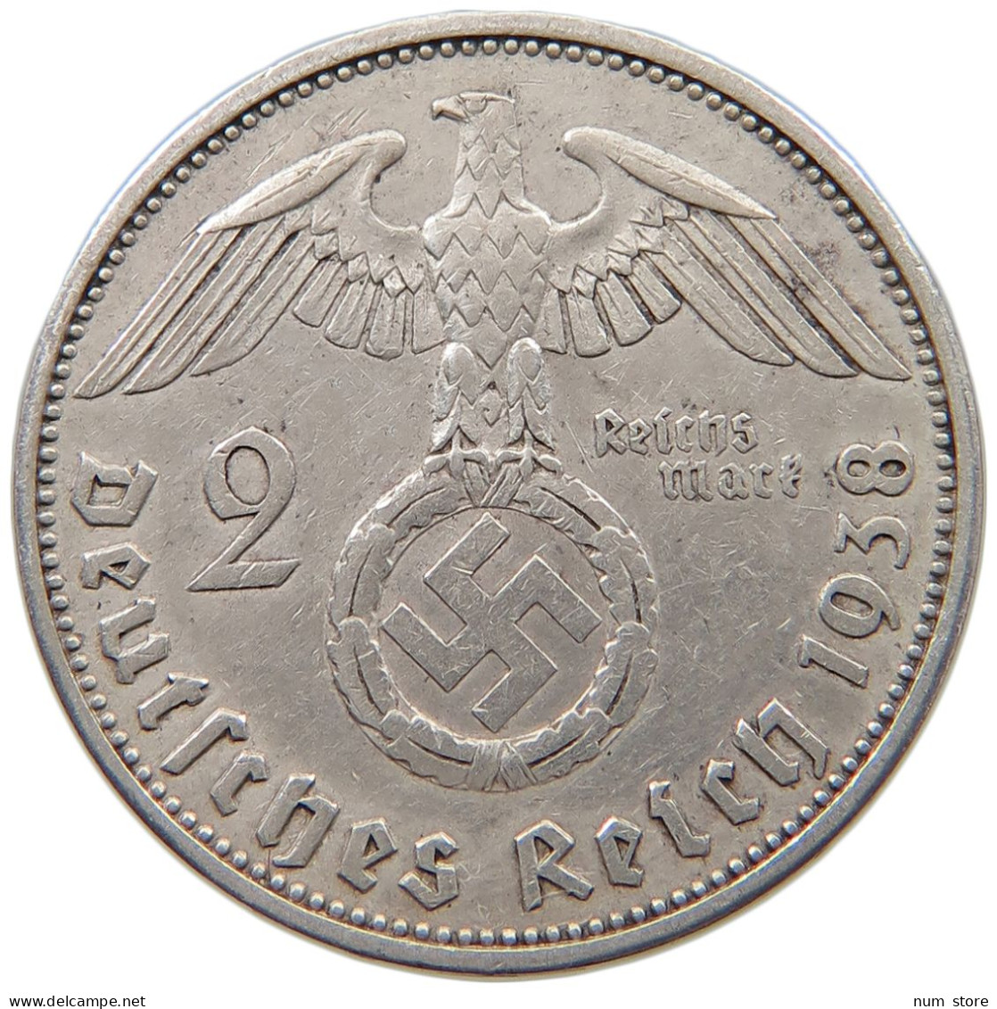 DRITTES REICH 2 MARK 1938 A  #a049 0109 - 2 Reichsmark