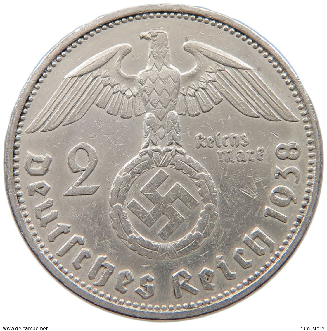 DRITTES REICH 2 MARK 1938 A  #a049 0099 - 2 Reichsmark