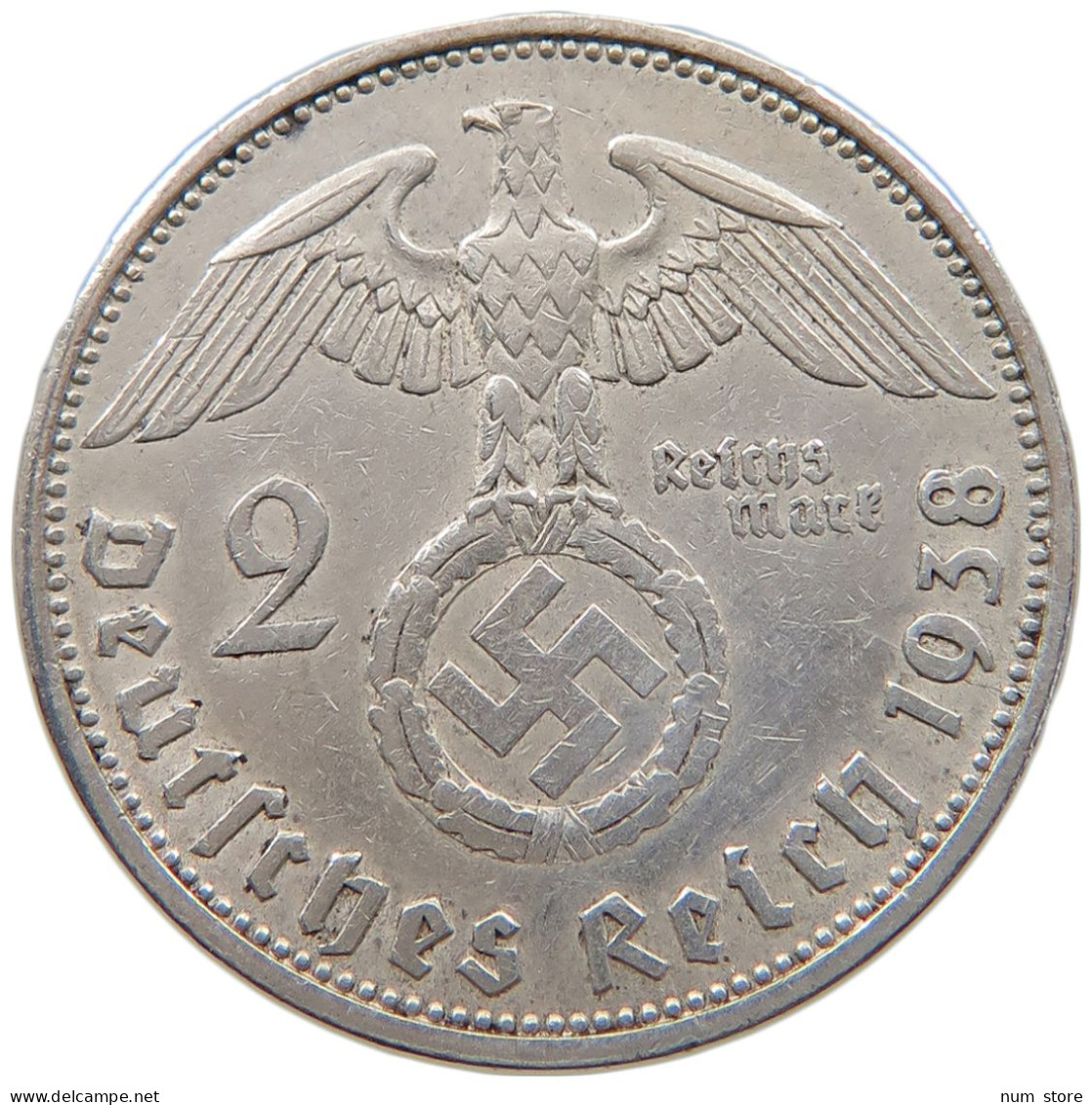 DRITTES REICH 2 MARK 1938 A  #a048 0459 - 2 Reichsmark