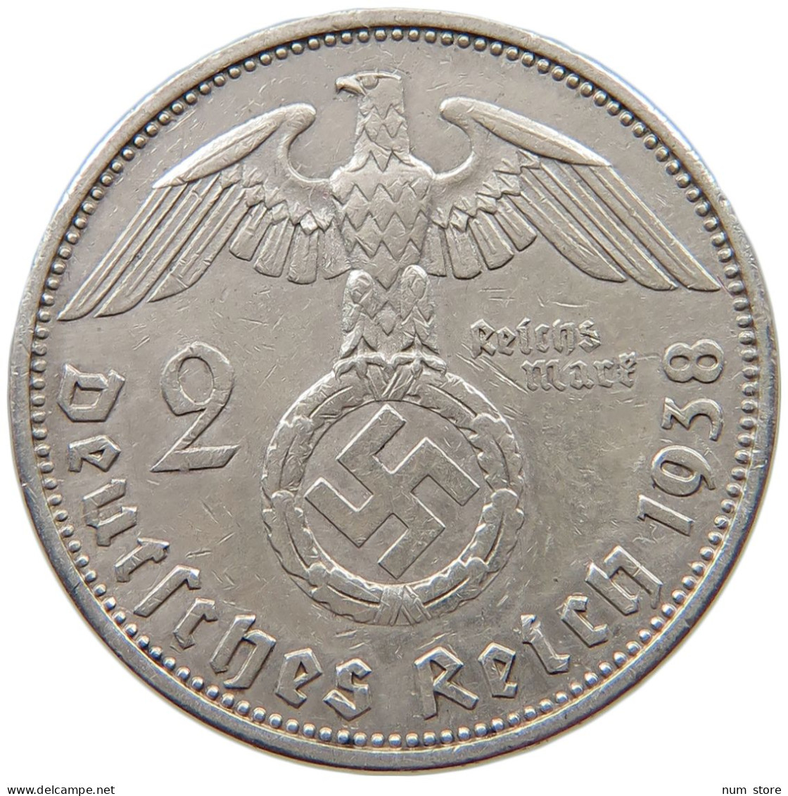 DRITTES REICH 2 MARK 1938 A  #a003 0331 - 2 Reichsmark