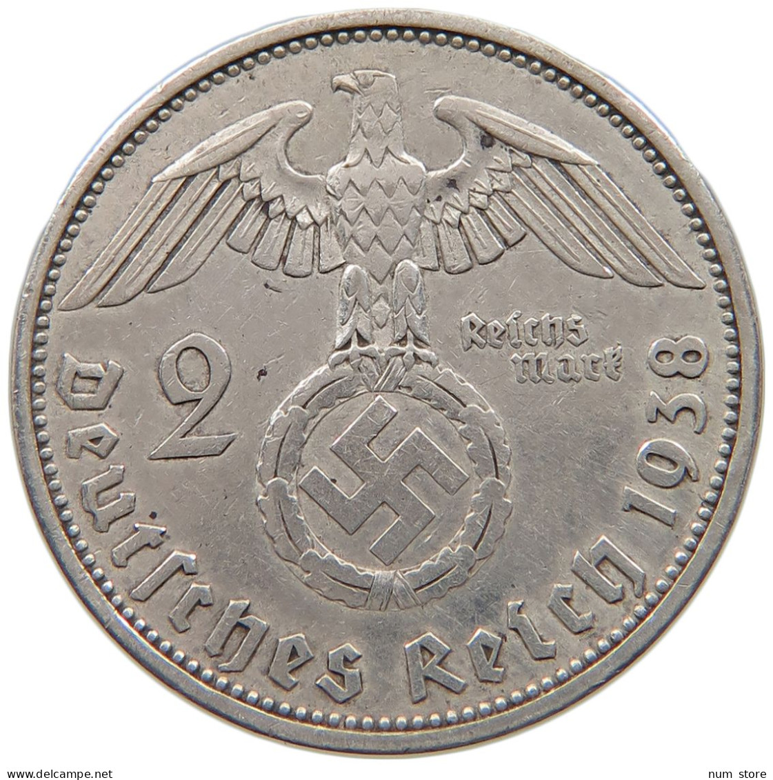 DRITTES REICH 2 MARK 1938 A  #a048 0451 - 2 Reichsmark