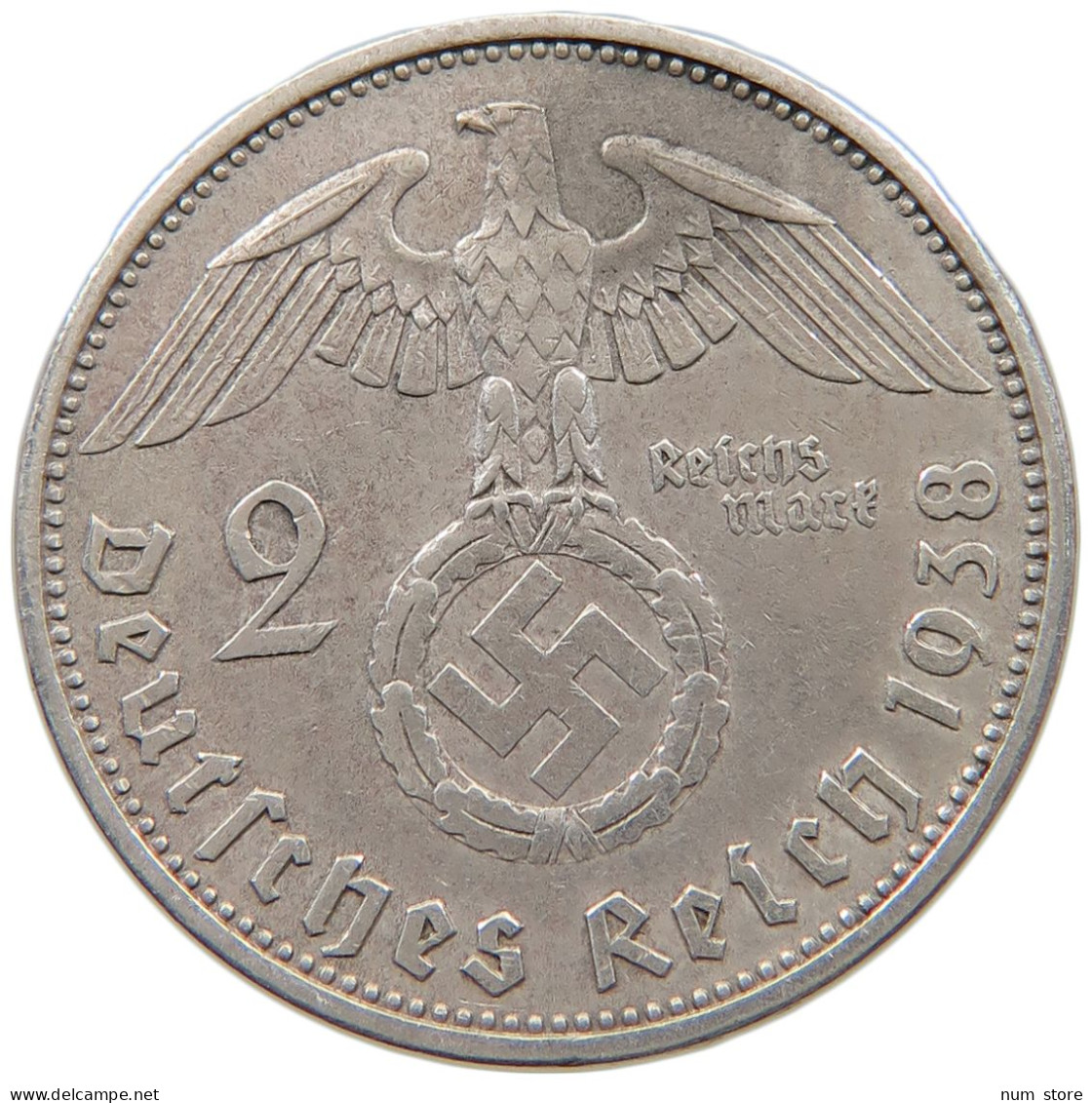 DRITTES REICH 2 MARK 1938 A  #a048 0421 - 2 Reichsmark