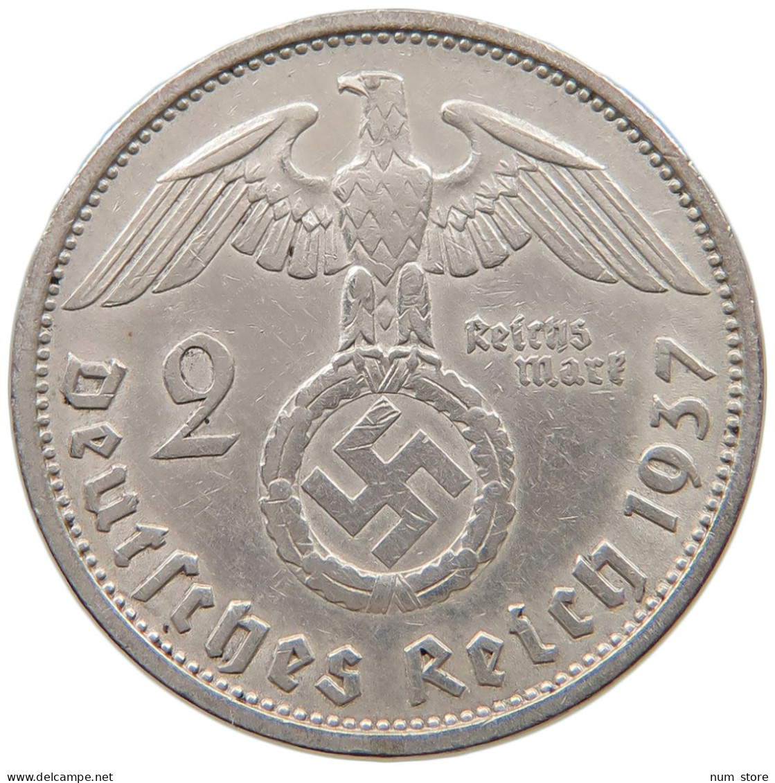 DRITTES REICH 2 MARK 1937 F  #a049 0175 - 2 Reichsmark