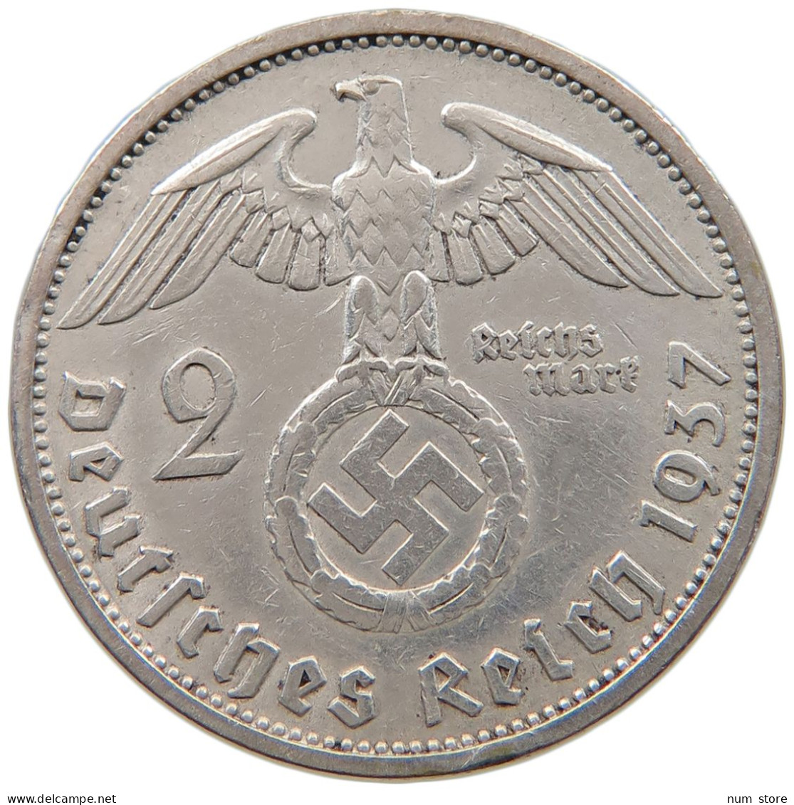 DRITTES REICH 2 MARK 1937 F  #a048 0495 - 2 Reichsmark