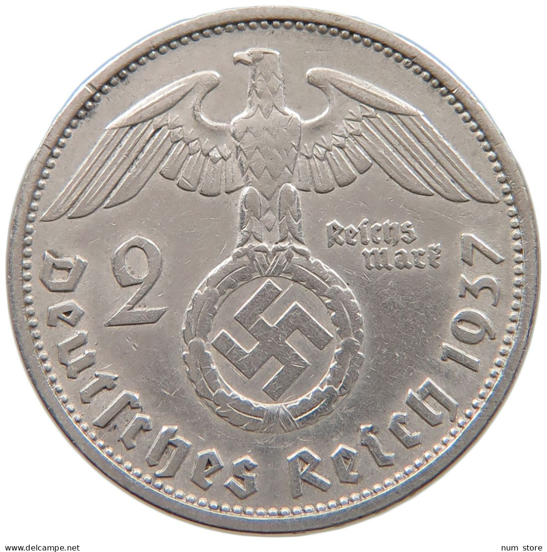 DRITTES REICH 2 MARK 1937 F  #a048 0439 - 2 Reichsmark