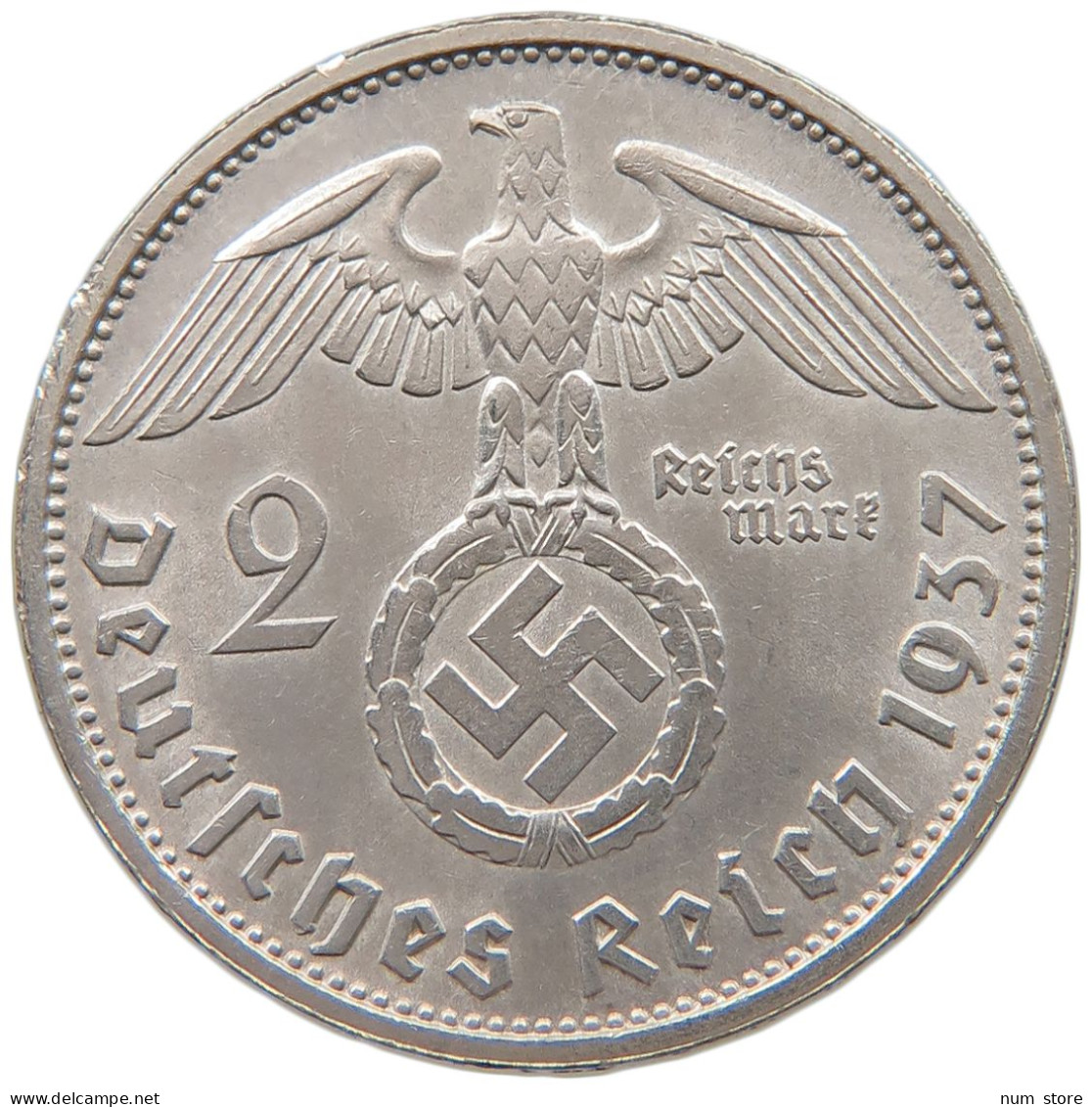 DRITTES REICH 2 MARK 1937 F  #a048 0455 - 2 Reichsmark