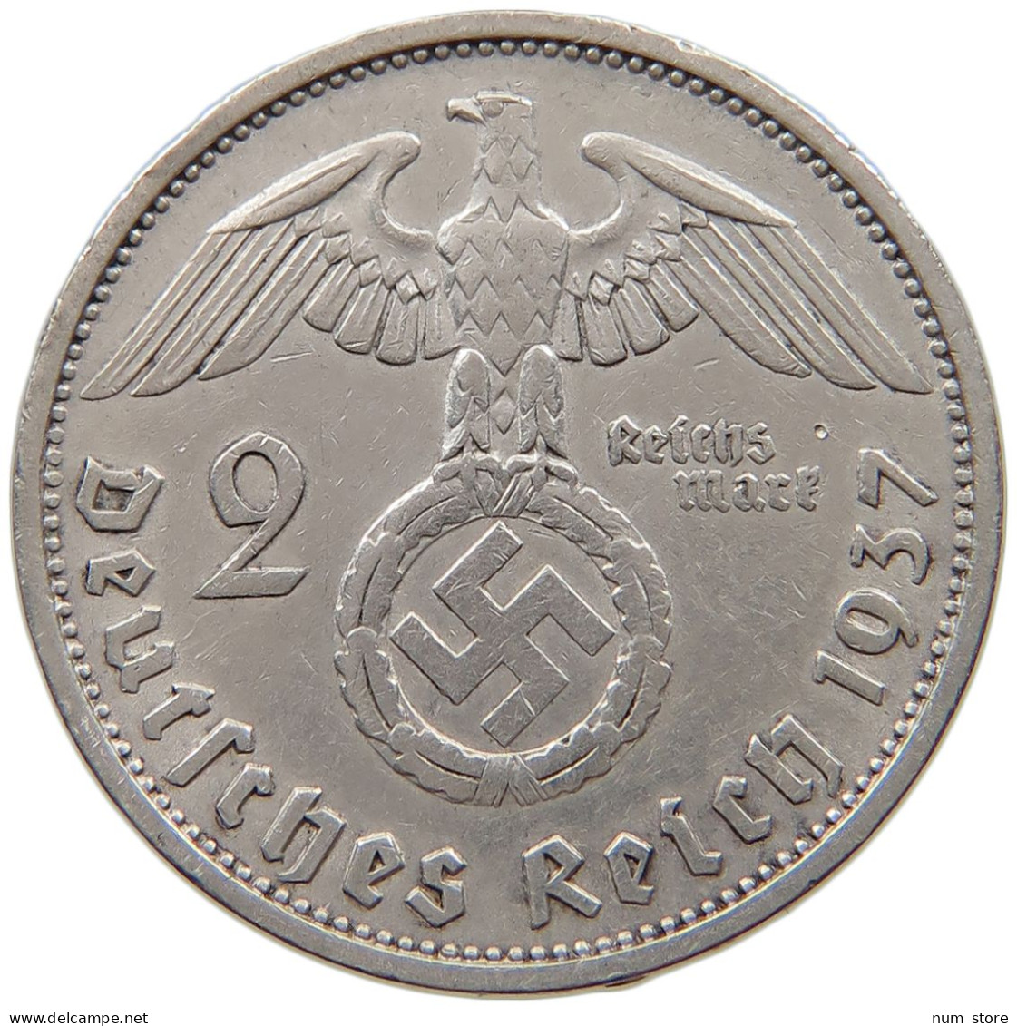 DRITTES REICH 2 MARK 1937 F  #a003 0321 - 2 Reichsmark