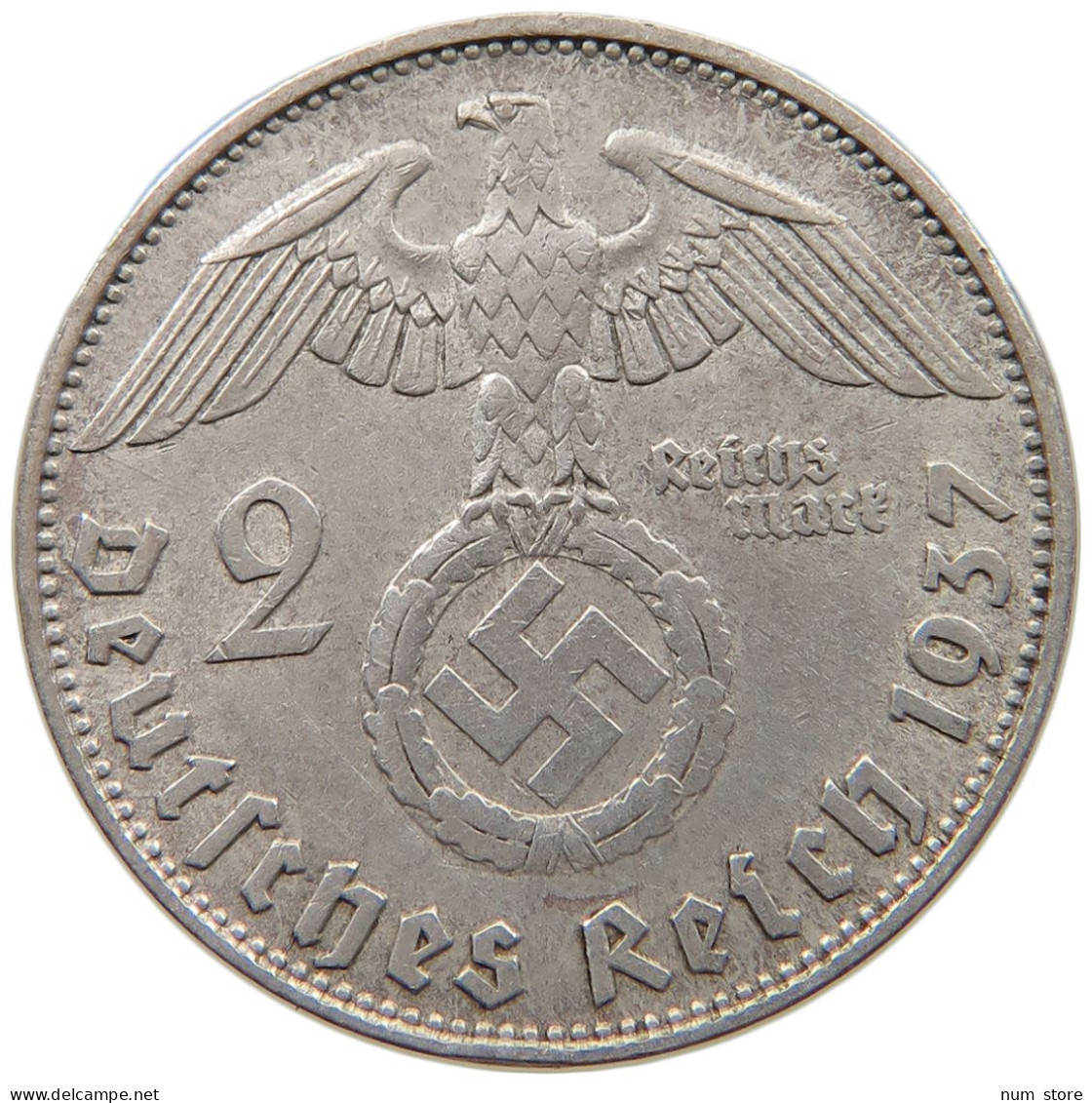 DRITTES REICH 2 MARK 1937 D  #a049 0011 - 2 Reichsmark