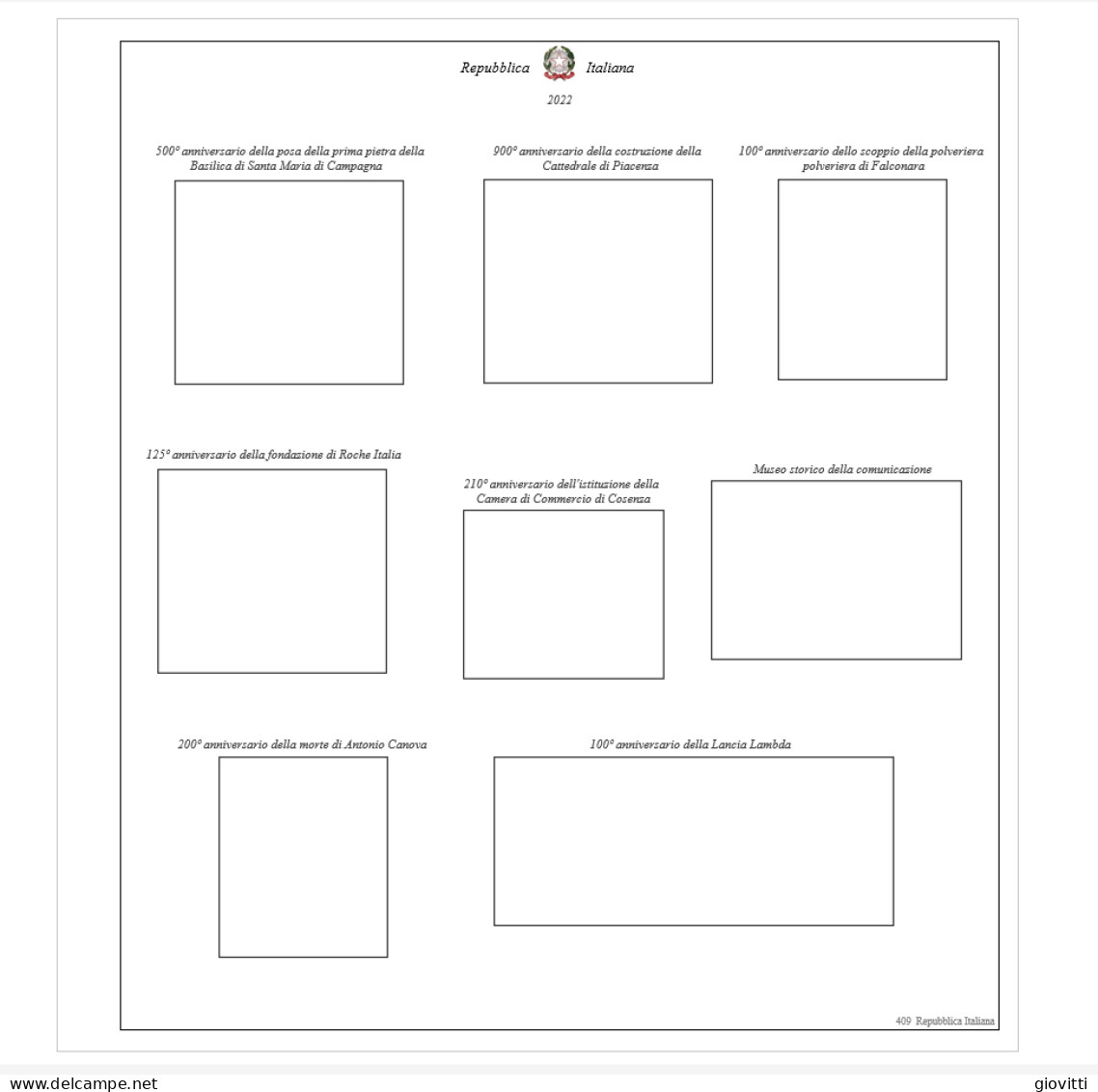 REPUBBLICA ITALIANA  ANNO 2022 - Cajas Para Sellos
