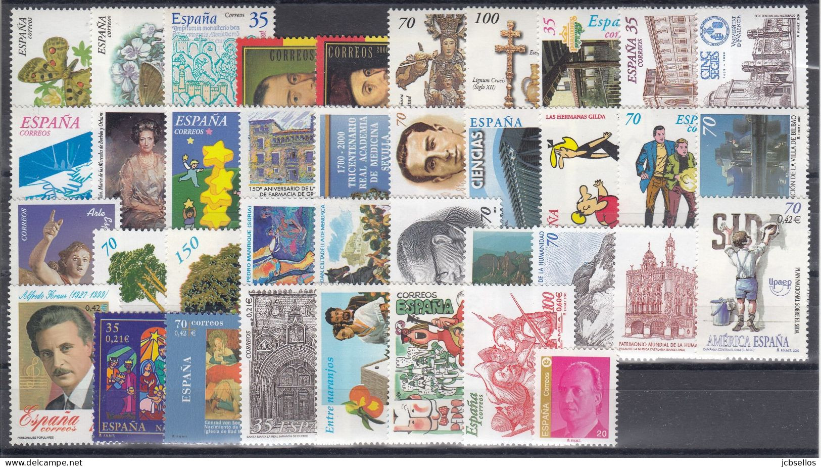 ESPAÑA 2000 Nº 3687/3775 AÑO COMPLETO NUEVO, MNH **, 38 SELLOS,14 HB,3 MP, 1 BLOQUE - Años Completos