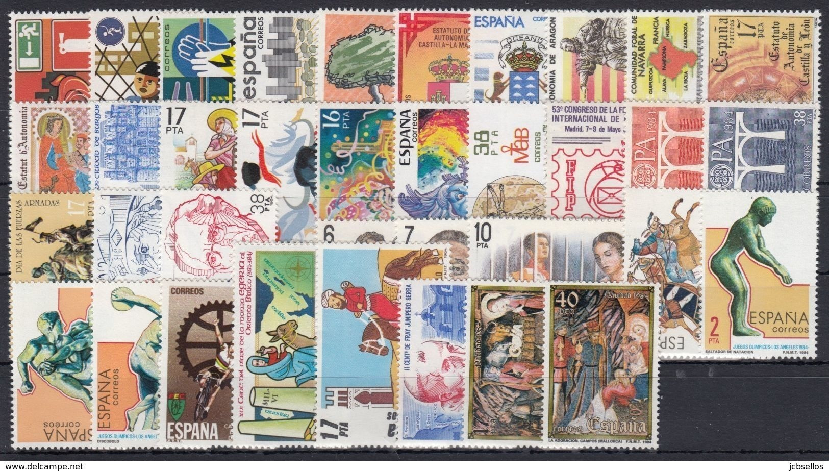 ESPAÑA 1984 Nº 2732/2777 AÑO COMPLETO NUEVO, MNH **, 4O SELLOS, 1 HB - Años Completos