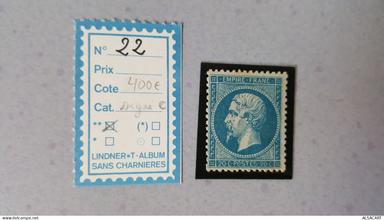 N° 22  20 Cts Bleu     Napoléon III Empire Franc 1862, Signé  Calves - 1862 Napoleone III
