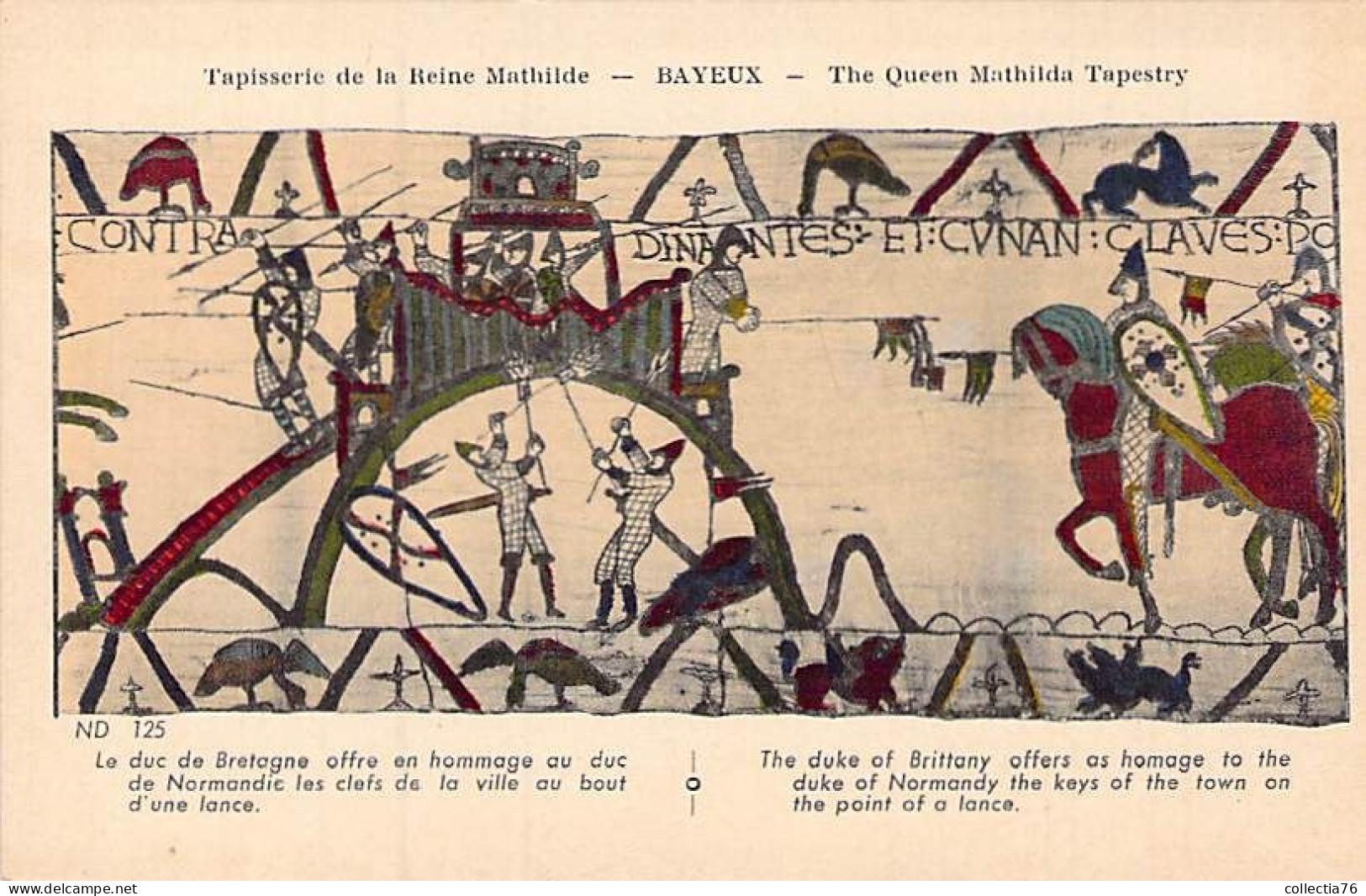 CPA THEMES ARTS OBJETS D ART BAYEUX TAPISSERIE REINE MATHILDE DUC DE BRETAGNE NORMANDIE CLEFS DE LA VILLE DOS DIVISE - Objets D'art