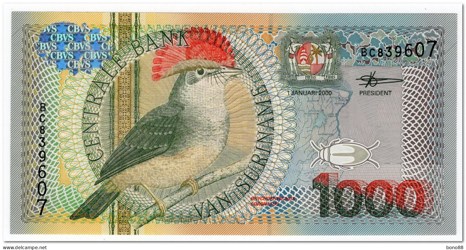 SURINAME,1000 GULDEN,2000,P.151,UNC - Surinam