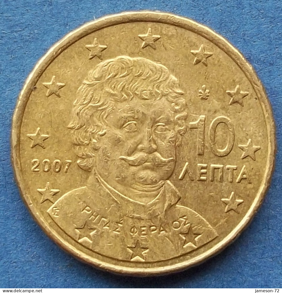 GREECE - 10 Euro Cents 2007 "Rigas Fereos" KM# 211 Euro Coinage (2002) - Edelweiss Coins - Griechenland