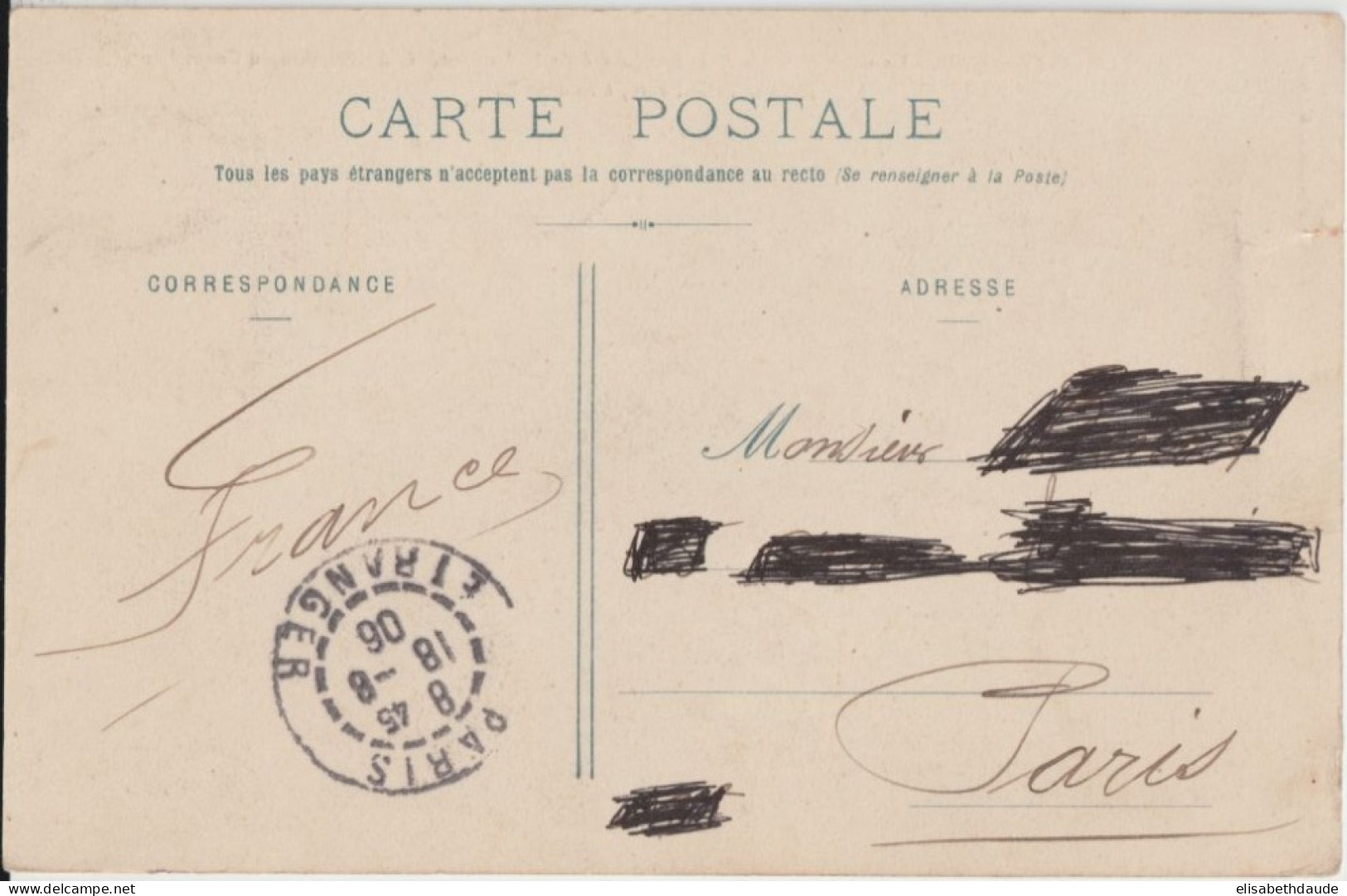 1906 - CONGO FRANCAIS - CP De BRAZZAVILLE => PARIS - Storia Postale