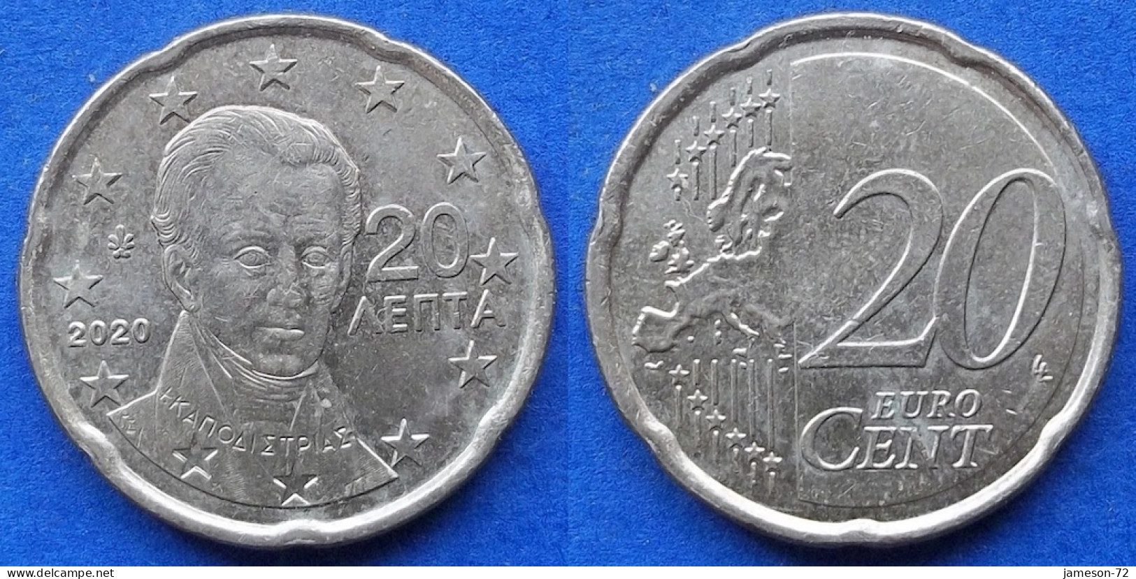 GREECE - 20 Euro Cents 2020 "Ioannis Capodistrias" KM# 212 Euro Coinage (2002) - Edelweiss Coins - Grèce