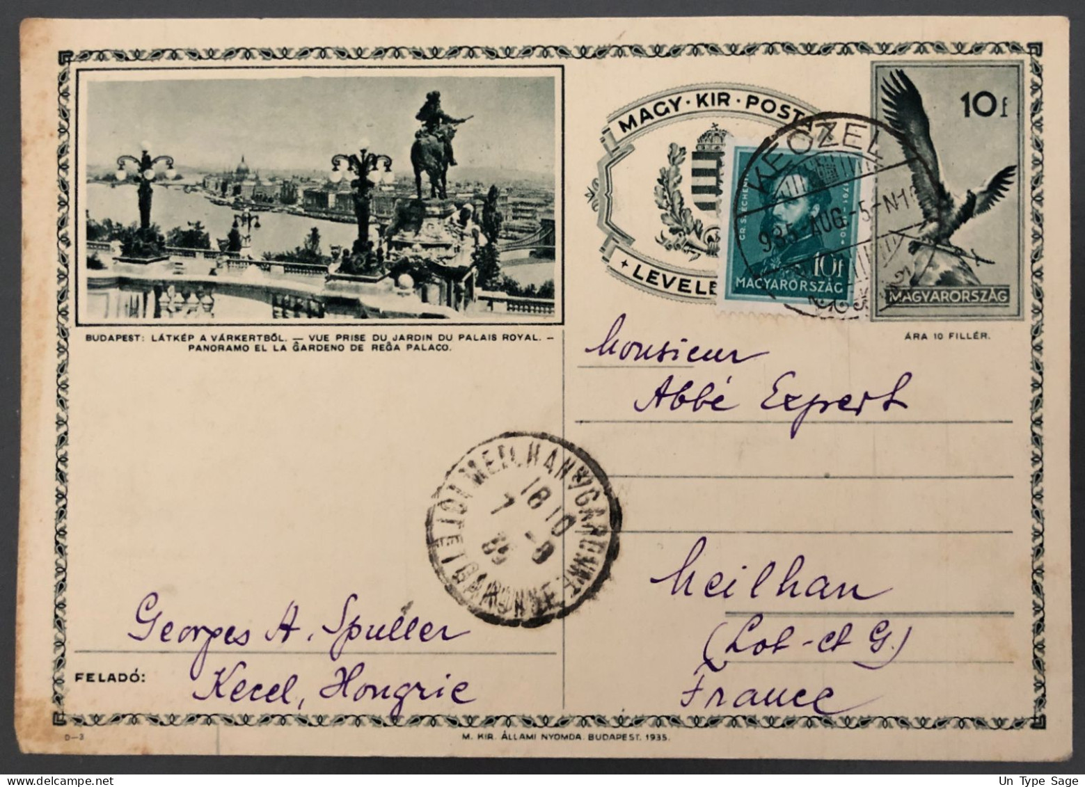 Hongrie Entier-carte - De KEOZEL 5.8.1935 - (A1756) - Enteros Postales