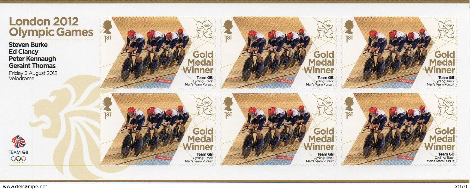 GREAT BRITAIN 2012 Olympic Games Gold Medal Winners: Men's Cycling Team Pursuit - Unused Stamps