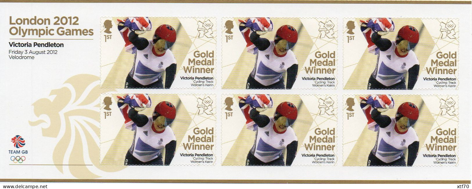 GREAT BRITAIN 2012 Olympic Games Gold Medal Winners: Victoria Pendleton - Unused Stamps
