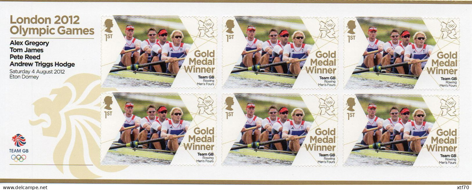 GREAT BRITAIN 2012 Olympic Games Gold Medal Winners: Men's Rowing Fours - Unused Stamps