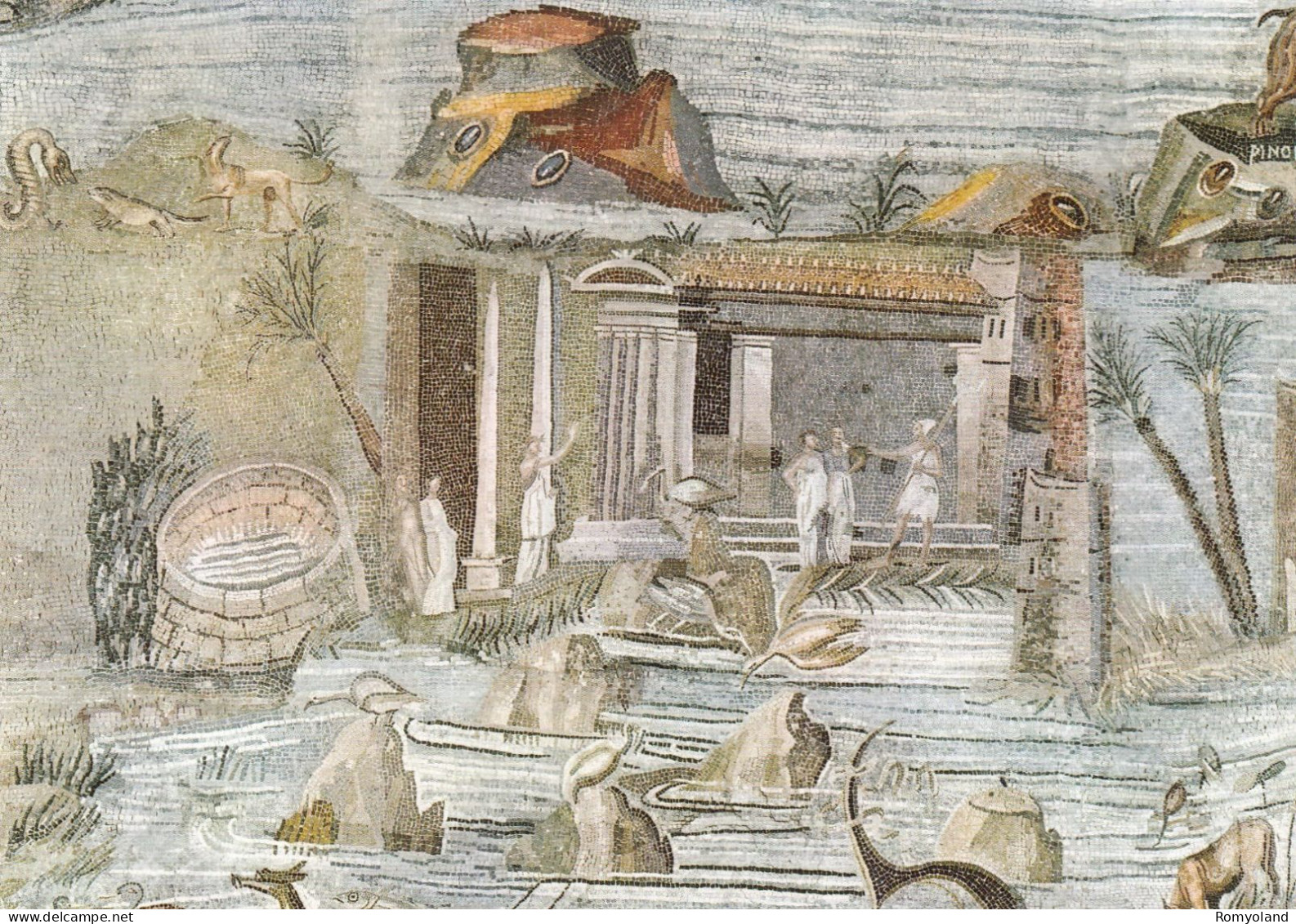 CARTOLINA  PALESTRINA,ROMA,LAZIO-L'ISOLA ELEFANTINA-DETTAGLIO DEL MOSAICO DEL NILO (MUSEO NAZIONALE PRENESTINO)-NON VIAG - Musées