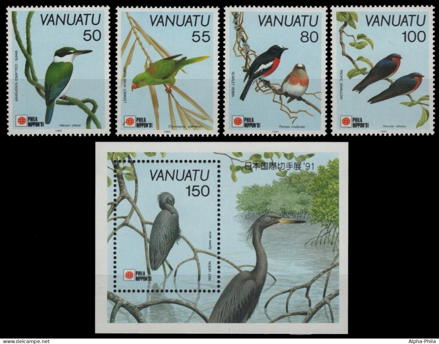 Vanuatu 1991 - Mi-Nr. 870-873 & Block 17 ** - MNH - Vögel / Birds - Vanuatu (1980-...)