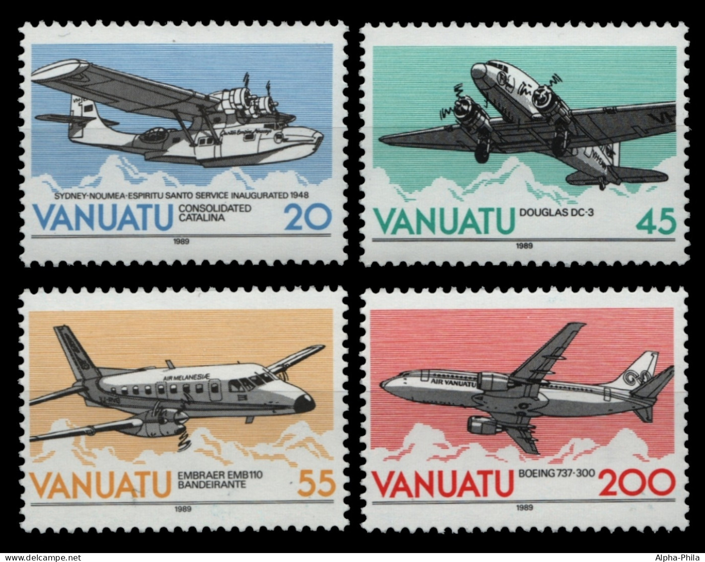 Vanuatu 1989 - Mi-Nr. 814-817 ** - MNH - Flugzeuge / Airplanes - Vanuatu (1980-...)