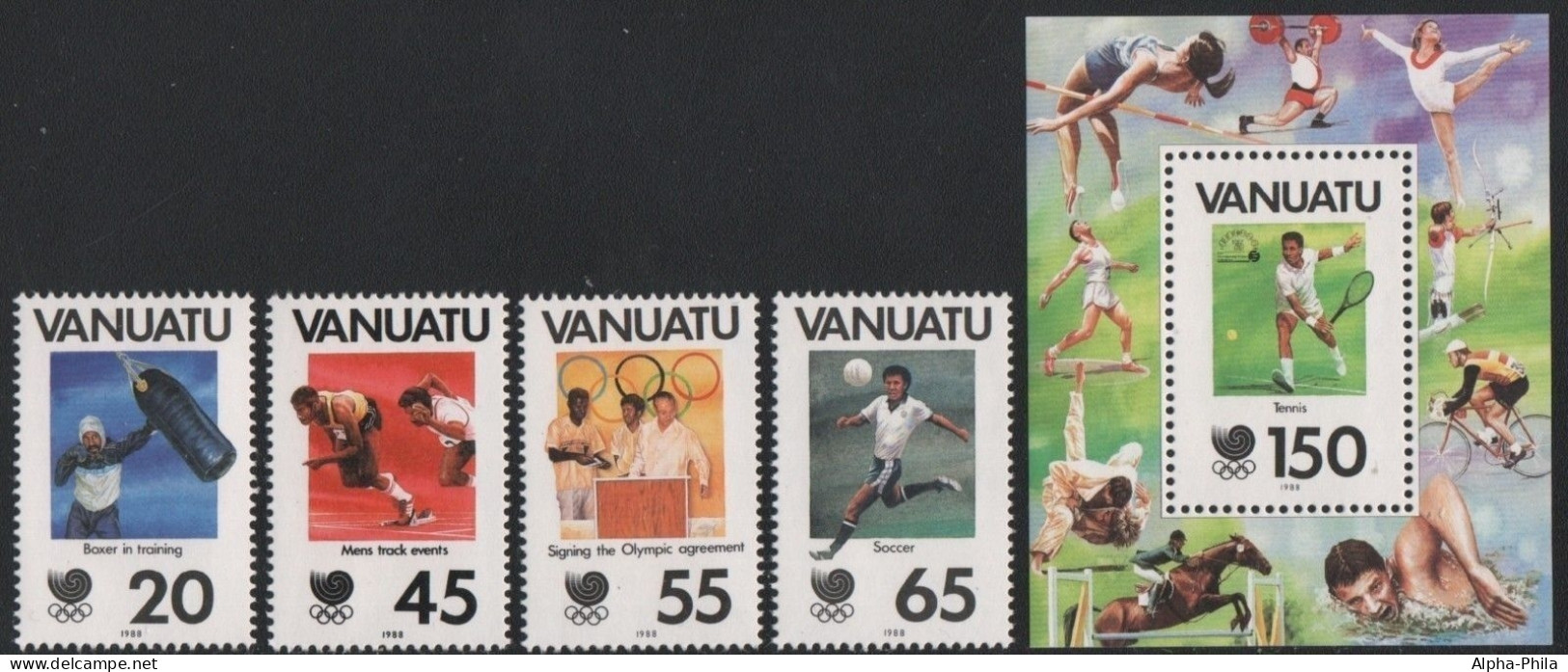 Vanuatu 1988 - Mi-Nr. 793-796 & Block 11 ** - MNH - Olympia Seoul - Vanuatu (1980-...)