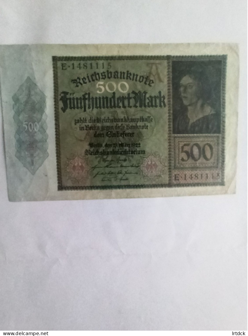 Billet Allemagne 500 Mark 1927/03/1922 - 500 Mark