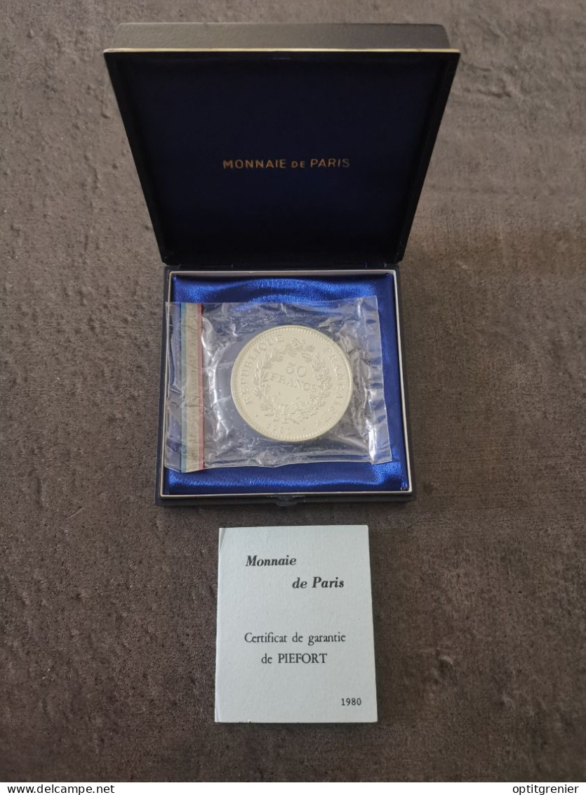 COFFRET PIEFORT ARGENT 50 FRANCS HERCULE 1980  N°184/2500 / SILVER FRANCE - Essais, Piéforts, épreuves & Flans Brunis