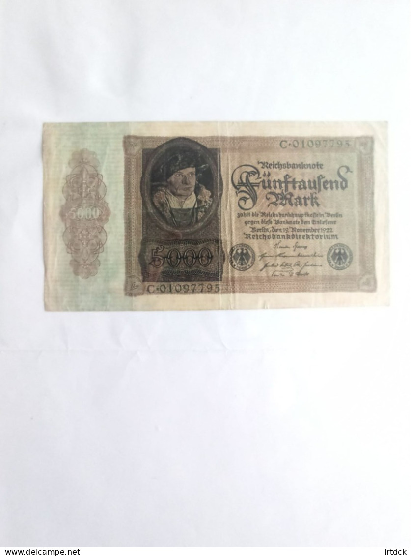 Billet Allemagne 5000 Mark 19/11/1922 - 500 Mark