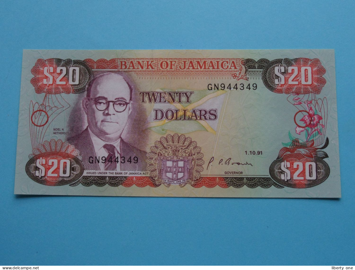 20 Twenty Dollars ( 1.10.91 ) Bank Of Jamaica ( For Grade See SCAN ) UNC ! - Giamaica