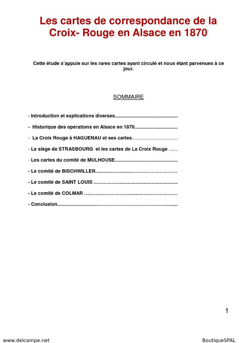 Les Cartes De Correspondance De La Croix-Rouge En Alsace En 1870 - SPAL 2020 - Elsass - Rotes Kreuz 1870 - Red Cross