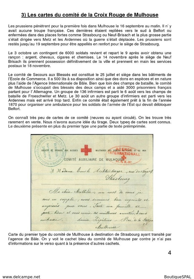 Les Cartes De Correspondance De La Croix-Rouge En Alsace En 1870 - SPAL 2020 - Elsass - Rotes Kreuz 1870 - Croce Rossa