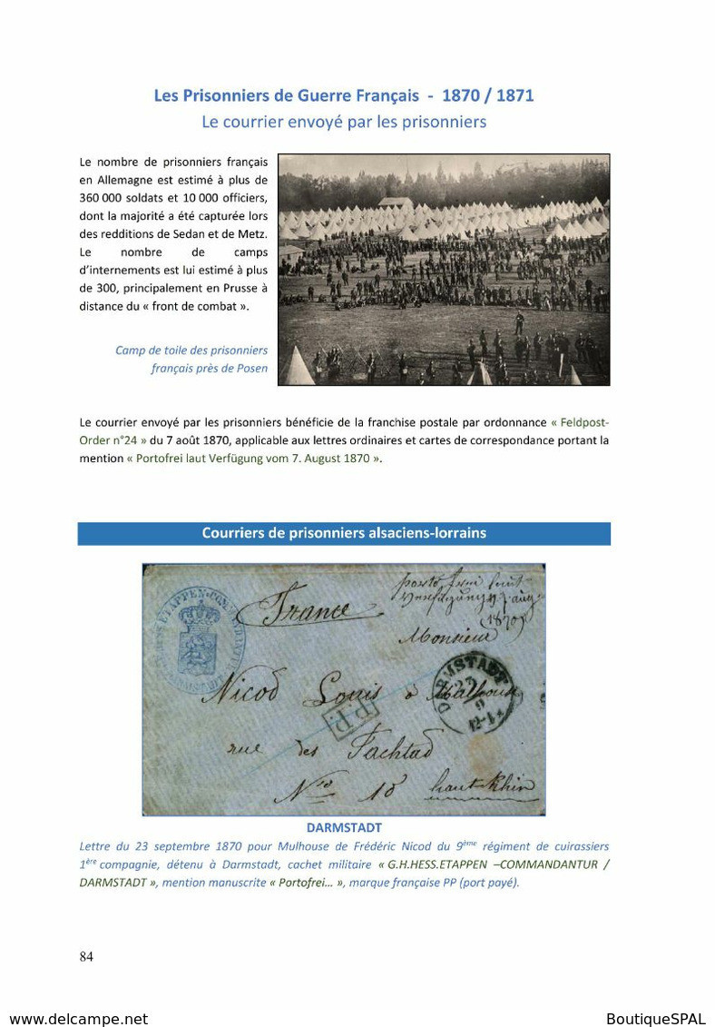 La Guerre De 1870-1871 En Alsace-Lorraine à Travers L'histoire Postale - SPAL édition 2020 - Elsass-Lothringen 1870-1871 - Military Mail And Military History