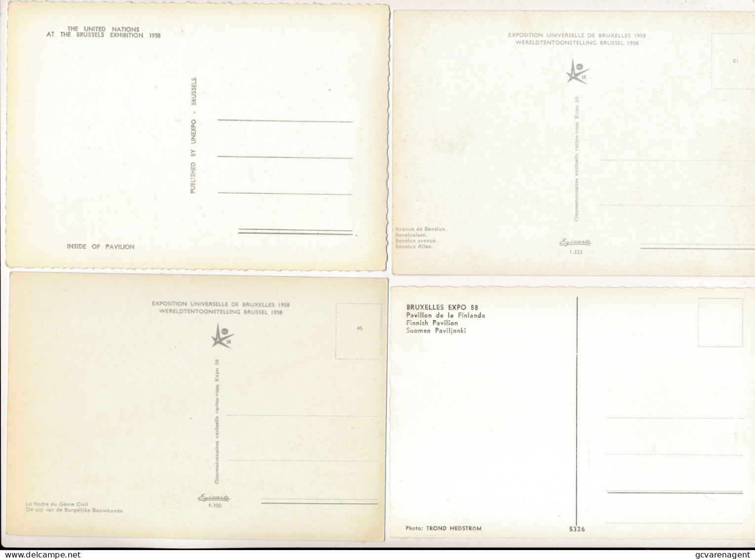 THE BRUSSELS EXHIBITIO 1958    4 CARTES    ZIE  SCANS - Loten, Series, Verzamelingen