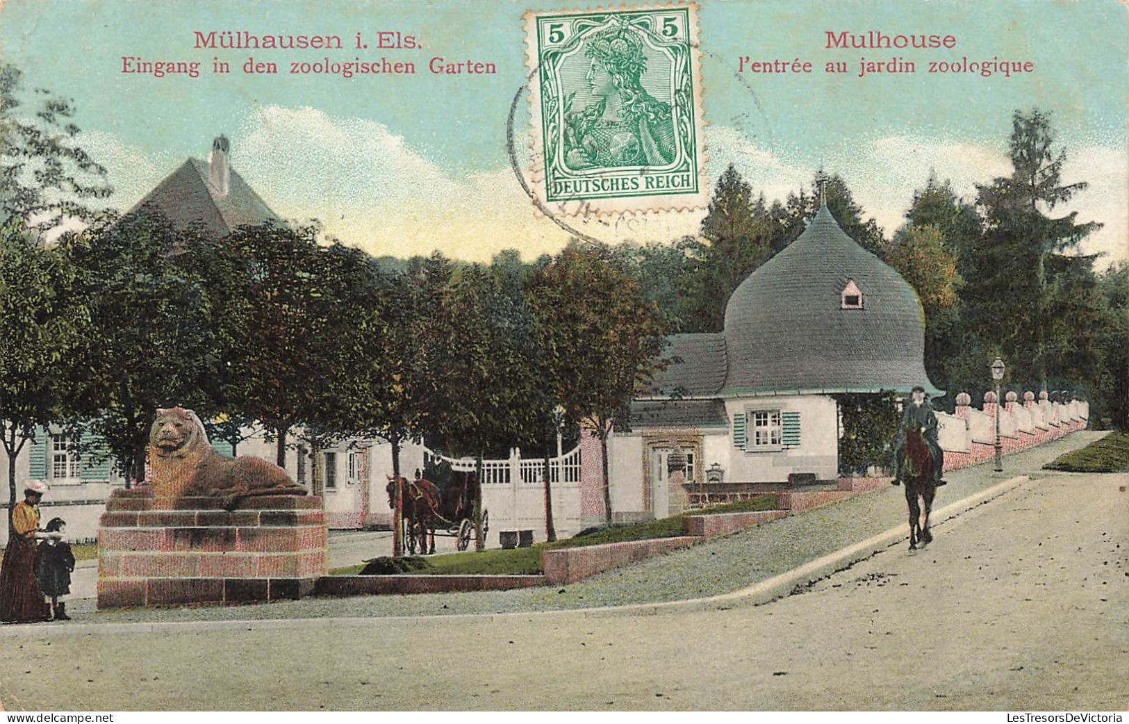 FRANCE - Mulhouse - L'entrée A Jardin Zoologique - Colorisé - Carte Postale Ancienne - Mulhouse