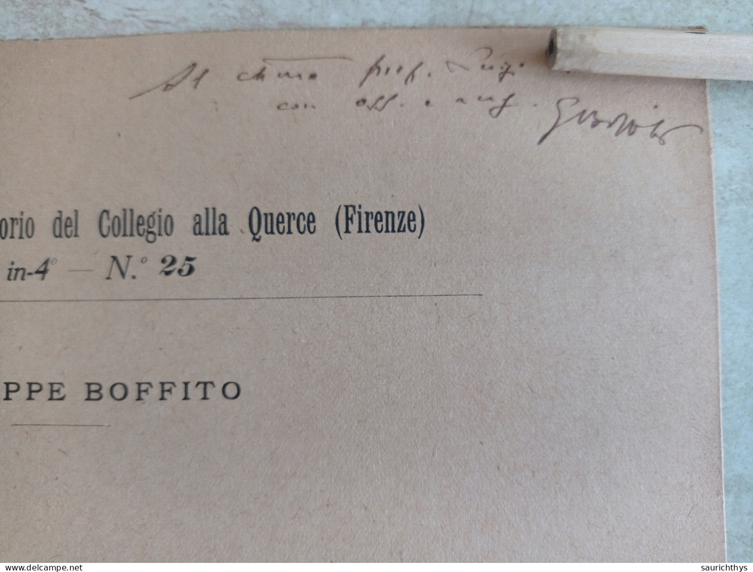 Aristotile Aeronauta Osservatorio Del Collegio All Querce Firenze 1921 Autografo Giuseppe Boffito Da Gavi - Geschiedenis, Biografie, Filosofie