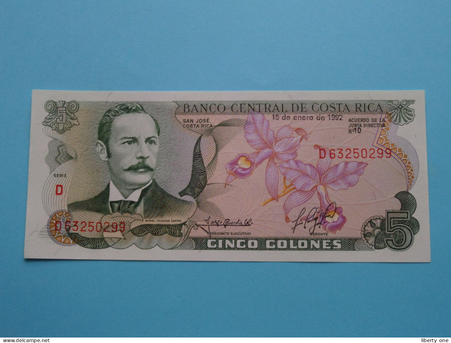 5 Cinco Colones ( Serie D - 15 De Enero De 1992 ) Banco Central De COSTA RICA ( For Grade See SCAN ) UNC ! - Costa Rica