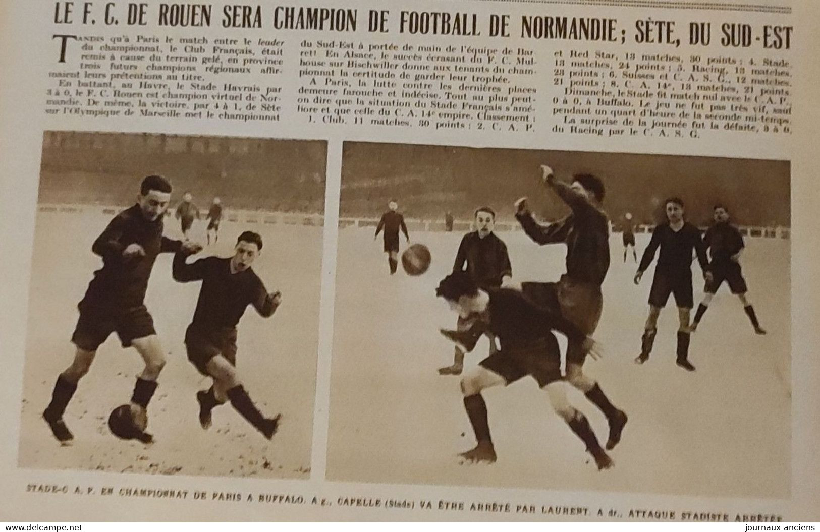 1928 FOOTBALL - SETE CHAMPION DU SUD EST - ROUEN CHAMPION DE NORMANDIE - LE MIROIR DES SPORTS - Bücher