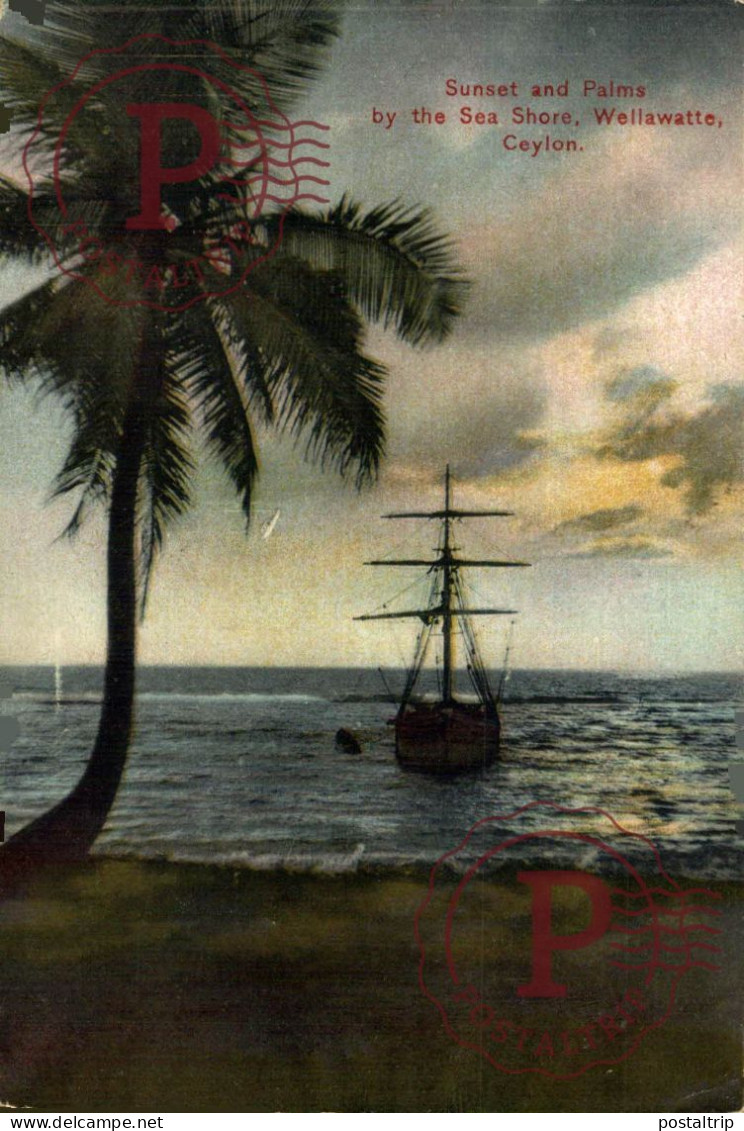 SRI LANKA CEYLON - CEYLAN SUNSET AND PALMS SEA SHORE WELLAWATTE. - Sri Lanka (Ceylon)
